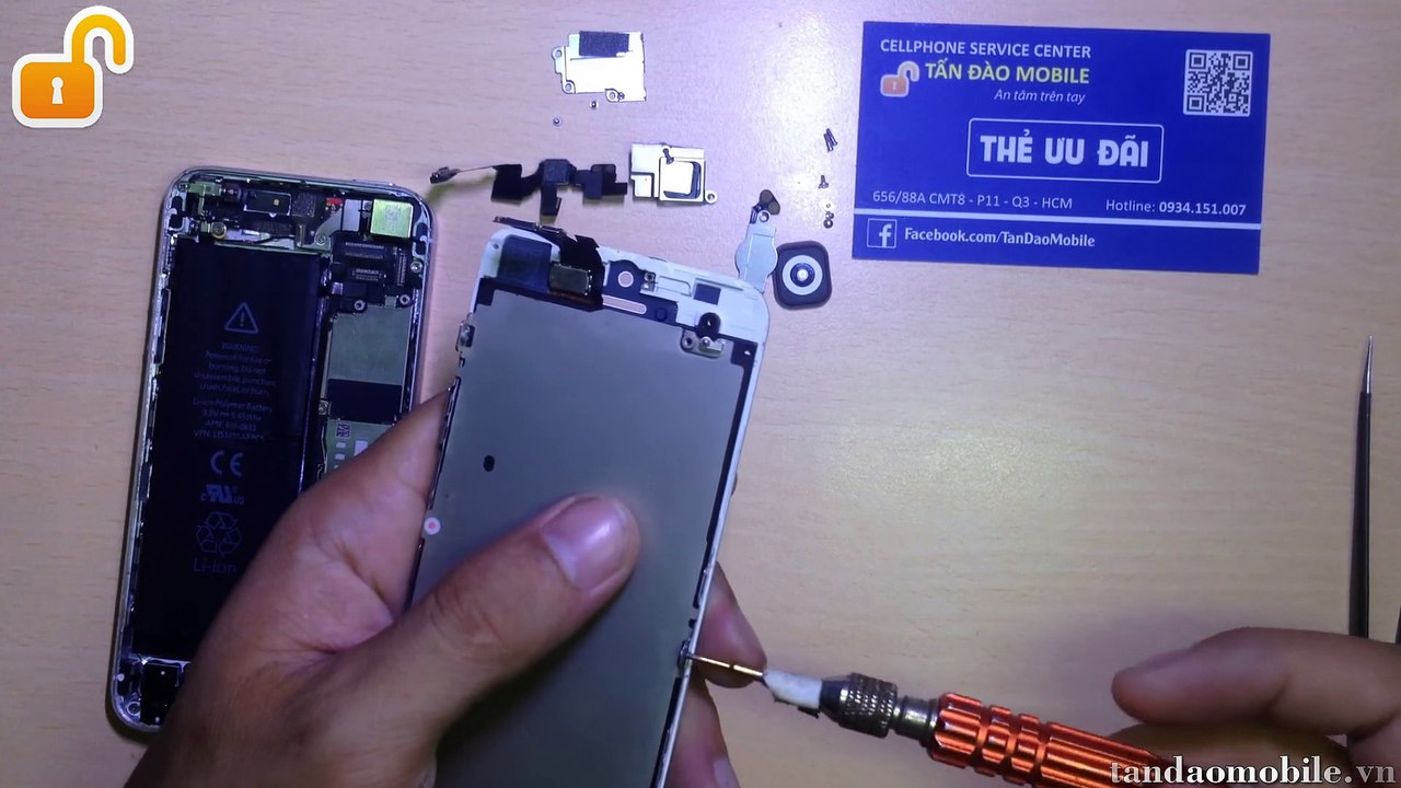 Hướng dẫn thay mặt kiếng và màn hình iPhone 5 5s 5c chính hãng - Tấn Đào Mobile - YouTube