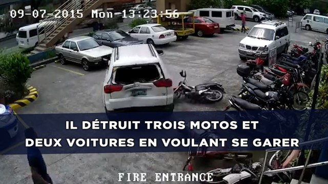 Il détruit trois motos et deux voitures en voulant garer son 4X4