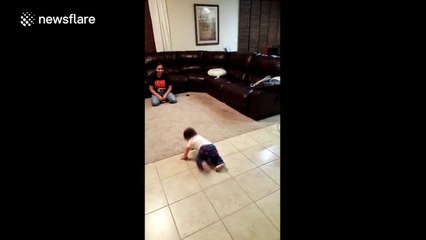 Young girl scares her little sister