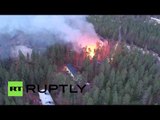 Drone footage: Would-be refugee center ablaze after suspected arson attack in Finland