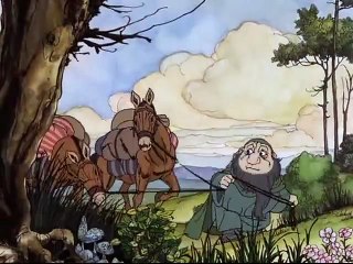 Blunt the Knives! Bend the Forks! the Hobbit 1977 Cartoon_ Bilbo meets Dwarves n Gandalf hare clip_ By nafelix.com