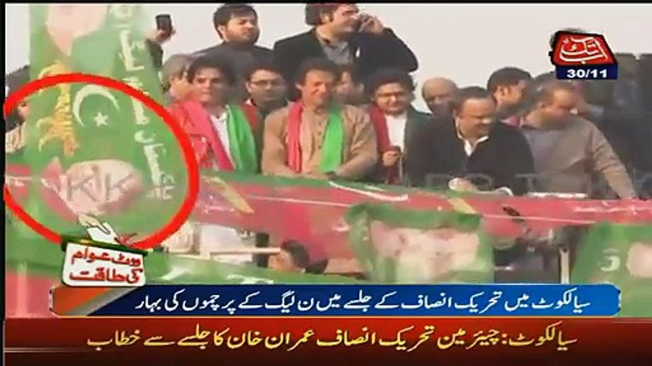 PML-N flags in front of Imran Khan