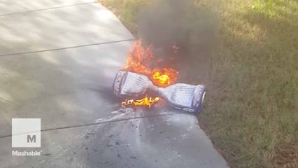 Hoverboard on fire: Man's scooter combusts on sidewalk