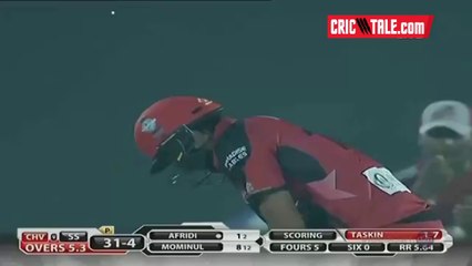 Shahid Afridi Blastic Batting in First BPL Match 2015