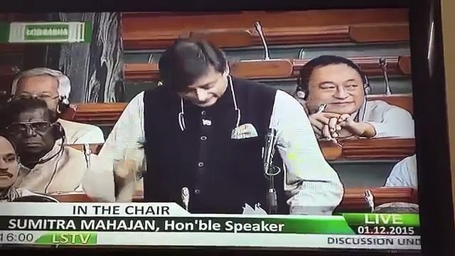 Shashi Tharoor says, Cows are safer than muslims in India. 1st december 2015