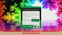 Quick Questions in Ankle Sprains Expert Advice in Sports Medicine PDF