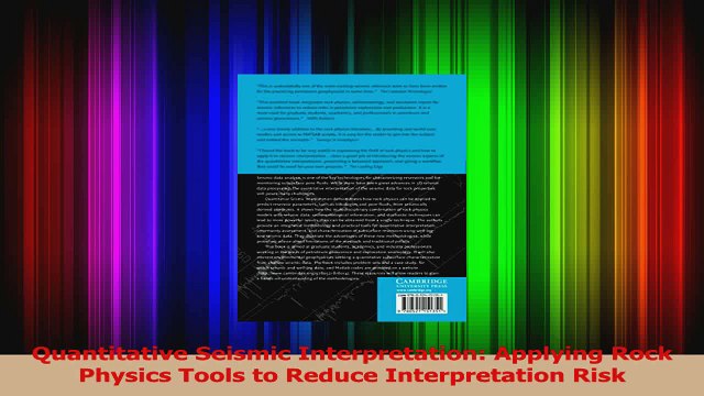 PDF Download Quantitative Seismic Interpretation Applying Rock Physics Tools to Reduce Interpretation Download Online