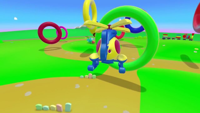 Мультфильмы 3D. Вертолет и разноцветные кольца, учим цвета. Развивающие мультики Зим Зум