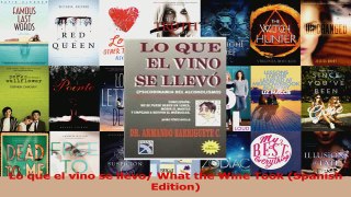 PDF Download  Lo que el vino se llevo What the Wine Took Spanish Edition Read Online
