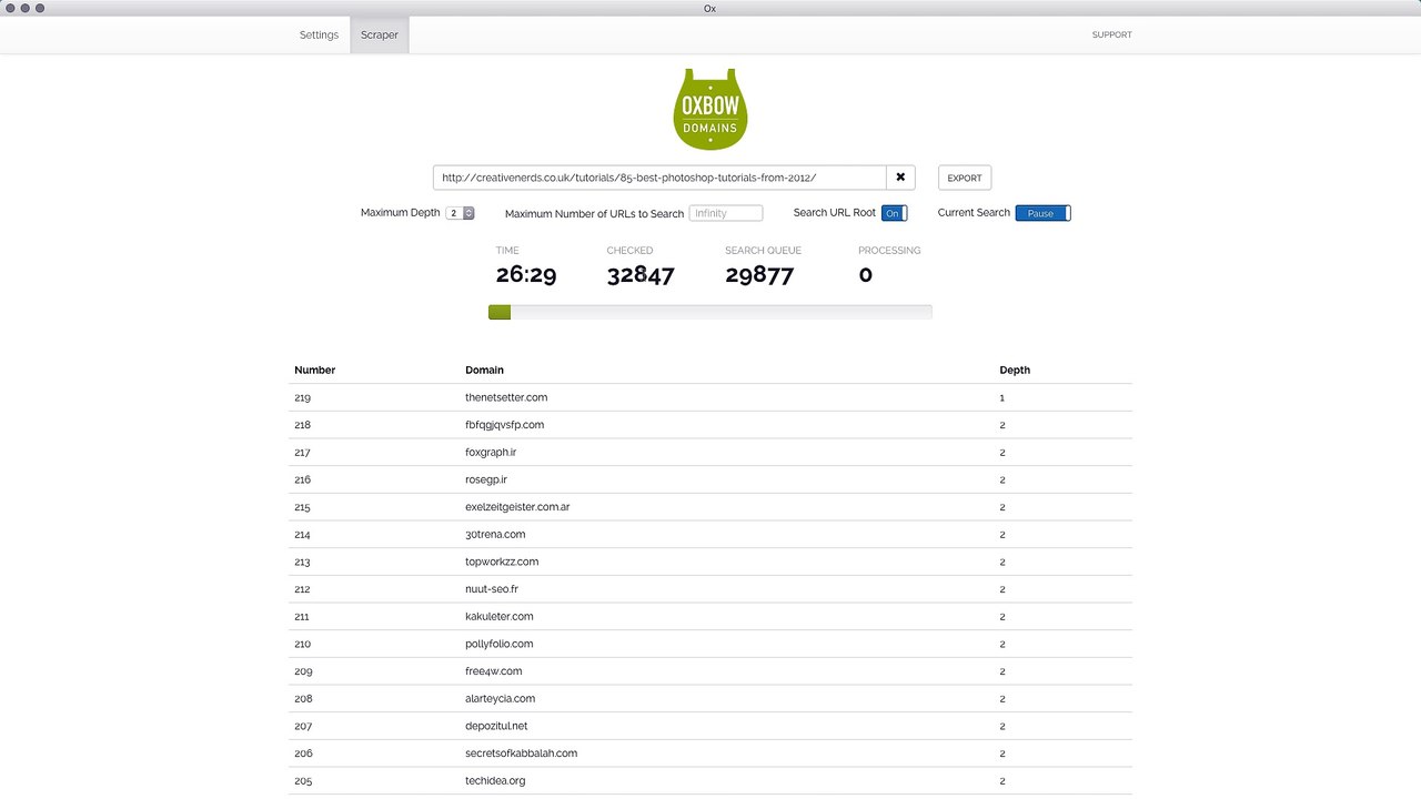 Ox Expired Domains Scraper