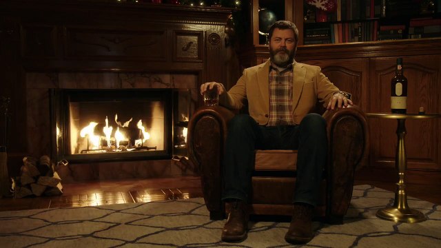 WTF?! Man silently drink Whisky by Fireplace for 45min... Nick Offerman