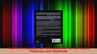 PDF Download  Health Inequality An Introduction to Concepts Theories and Methods PDF Online