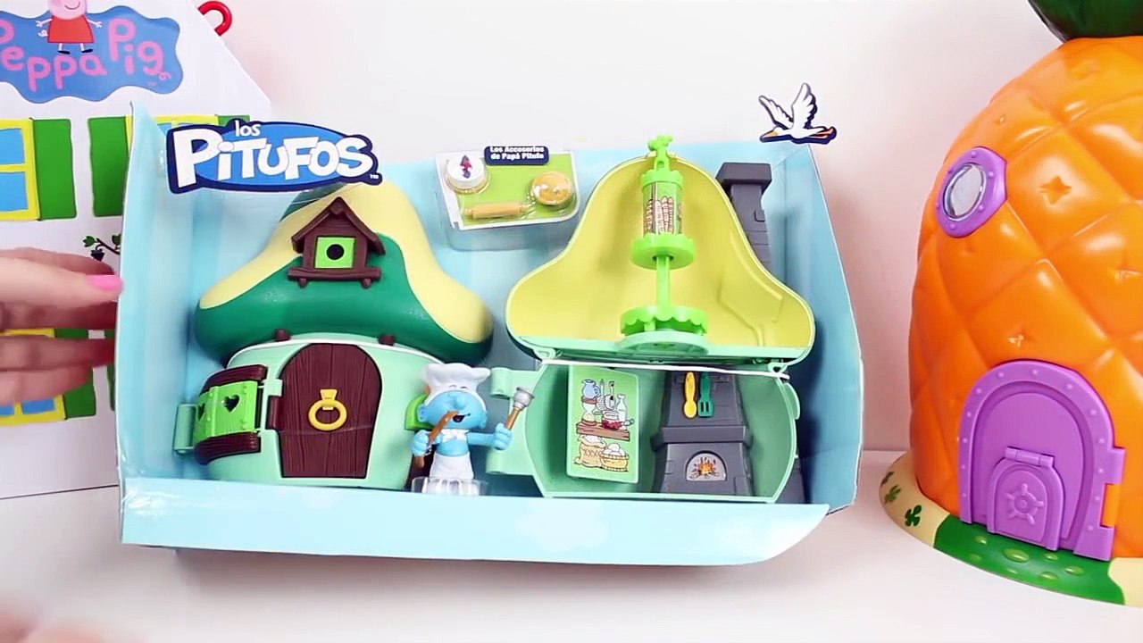 Peppa Pig House SpongeBob Pineapple House The Smurfs House Playsets Casa de Peppa Toy Vide