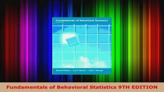 Download  Fundamentals of Behavioral Statistics 9TH EDITION Ebook Free