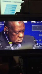 FIFA acting president Issa Hayatou falls asleep in the middle of a press conference