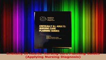 Critically Ill Adults Nursing Care Planning Guides Applying Nursing Diagnosis PDF