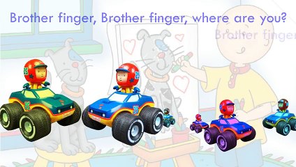 The Caillou Finger Family Song Daddy Finger Nursery Rhymes with cars Full animated cartoon