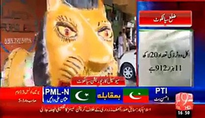 PML-N Openly Breaking Election Laws - Build A Cement Lion on Road in Sialkot