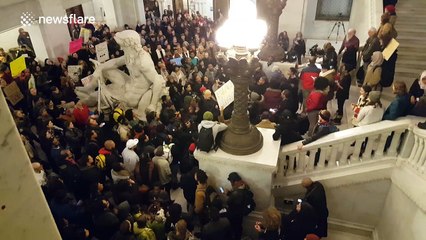 Black Lives Matter occupy Minneapolis City Hall rotunda during rally