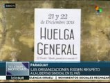 Paraguay: organizaciones obreras y rurales se suman a huelga general