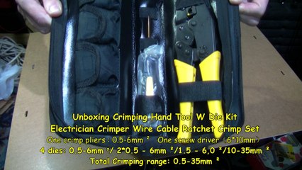 Unboxing Crimping Hand Tool W Die Kit Electrician Crimper Wire Cable Ratchet Crimp Set