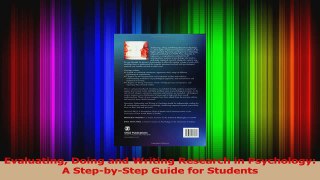 PDF Download  Evaluating Doing and Writing Research in Psychology A StepbyStep Guide for Students PDF Online