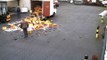 Stupid Guys destroy hundreds of Beer Bottles in 1 second unloading them off a Truck