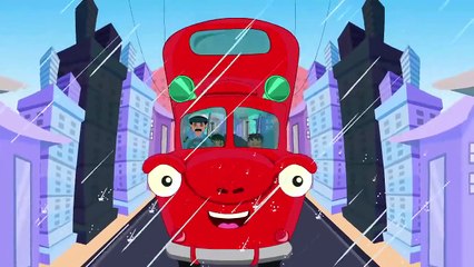 Red Double Decker Bus - Wheels On The Bus Go Round - English Nursery Rhymes For Kids