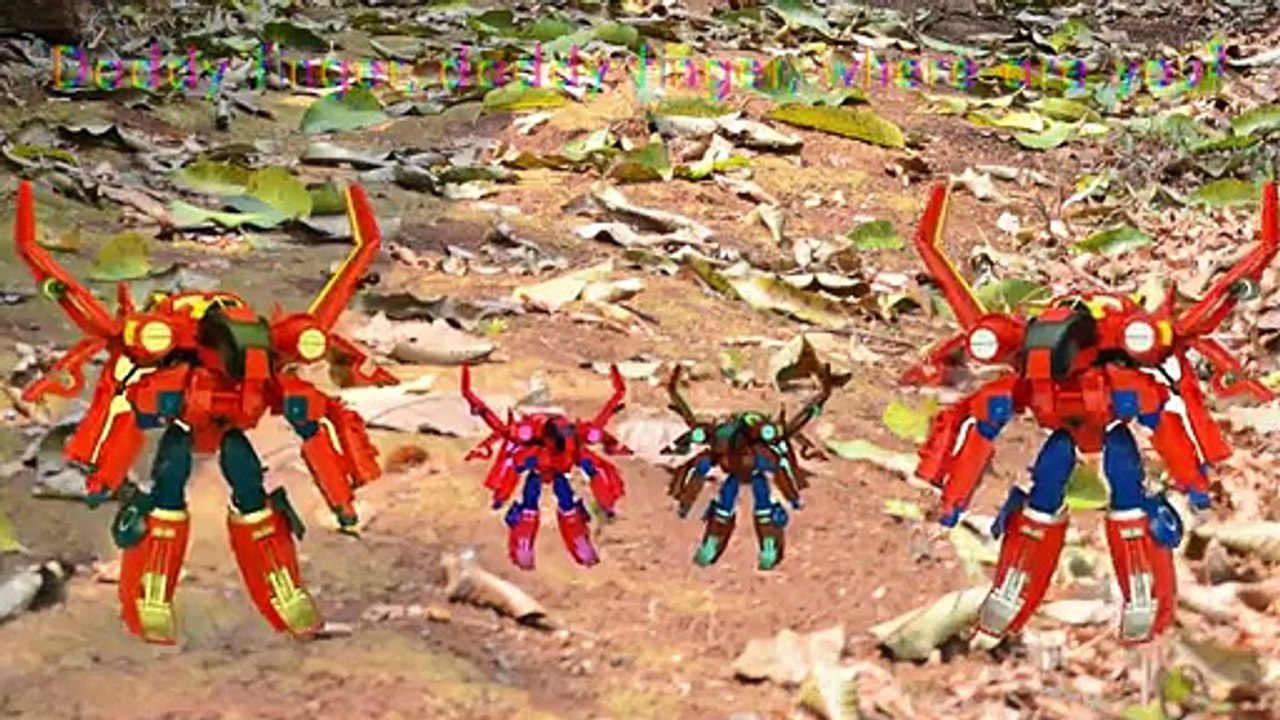 Spiderman Amazing Transformers Finger Family Cartoon Animation Nursery Rhymes Red Robots B