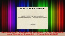 PDF Download  Rachmaninoff Eighteenth Variation  From Rapsodie on a Theme of Paganini  Piano Solo Download Full Ebook