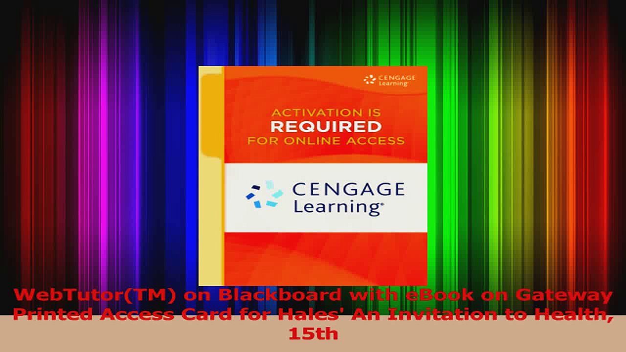 WebTutorTM on Blackboard with eBook on Gateway Printed Access Card for Hales An Read Online