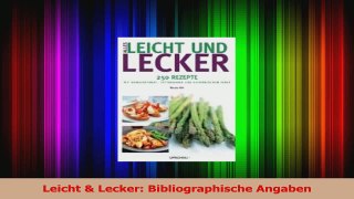 Leicht  Lecker Bibliographische Angaben PDF Lesen