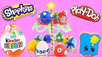 Play Doh Egg Christmas Tree Surprise Eggs Shopkins - - - Kinder Surprise Holiday Eggs