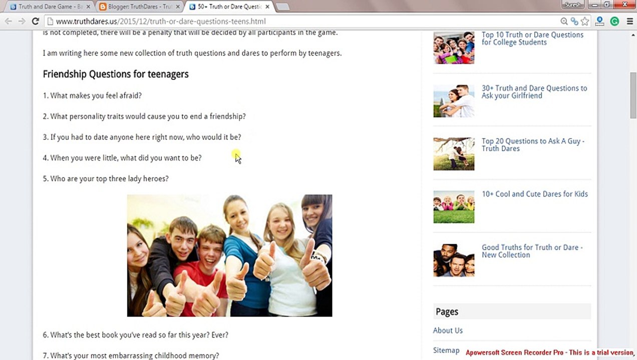 Truth or Dare Questions for Teens