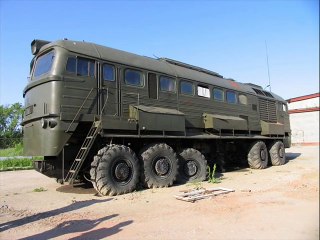 A really awesome 12-wheeled train-like machine