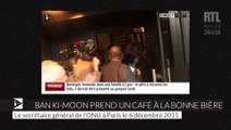 Ban Ki-moon et Anne Hidalgo au café La Bonne bière à Paris le 6 décembre 2015