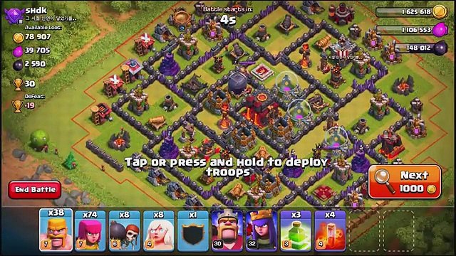 Clash of Clans 4 GOLEM GOHO OP TH 9 ATTACK CoC Attack Strategy