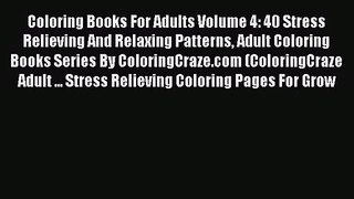 Coloring Books For Adults Volume 4: 40 Stress Relieving And Relaxing Patterns Adult Coloring