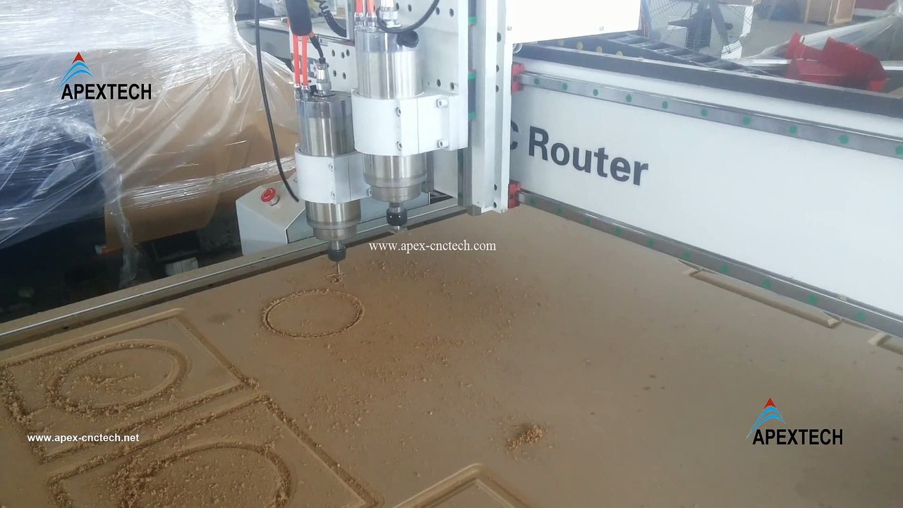 APEXTECH 1325 CNC Router on cutting MDF by 2 different cutters