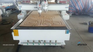 APEXTECH 1325 CNC Router with 2 watercooling spindle on engrave the MDF relief sculpture (1)
