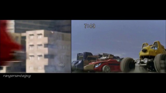 Power Rangers RPM Rangers and Megazord First Appearance Split Screen (PR and Sentai version)