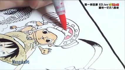 Eiichiro Oda Drawing Luffy and Chopper from One Piece