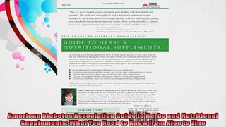 American Diabetes Association Guide to Herbs and Nutritional Supplements What You Need to