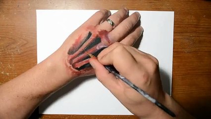 Horror Painting on Hand - Scary Realistic Trick Art