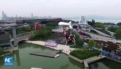 First human flying on Martin jetpack in China 2015