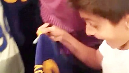 Stephen Curry Signs Kid's Jersey, Kid Freaks Out