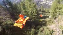 Wingsuit flying between trees
