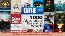 Read  GRE Interactive Quiz Book  Online  Flash Cards 1000 Absolutely Essential Words A EBooks Online