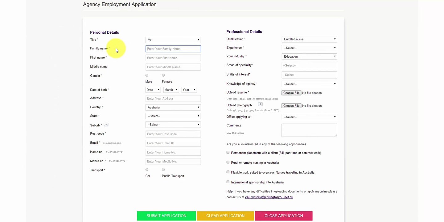 Filling In Your Application - EntireHR