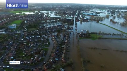 Amazing drone footage shows a Tesco in the Carlisle floods